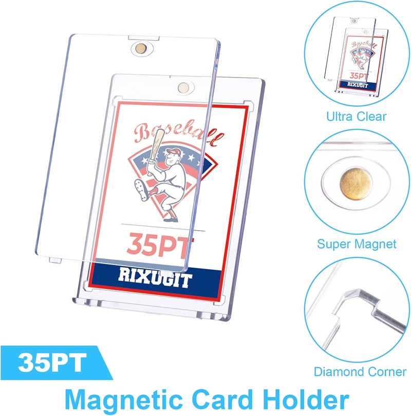 RIXUGIT 40 Pack Magnetic Card Holders - 35pt One Touch Card Holder, U-V Protection Magnetic Card Case, Card Protector for Baseball Sports Game Cards, Fits Standard Trading Cards Storage and Display ﻿ - Image 3